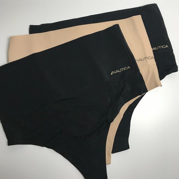 New Nautica Shapewear Laser Cut Seamless Edge Thongs Sz Large 3Pk - Multi - Picture 1 of 6